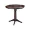 International Concepts Round 36 in Rd Top Pedestal Table, 12 in Leaf, 34.9 inH, Adjustable Height, Rich Mocha, 36 W, 48 L K15-36RXT-27B-6B - alternate 3